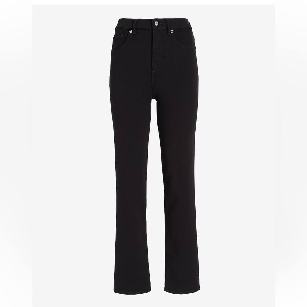 Express Womens High Waisted Black Straight Ankle Jeans 32